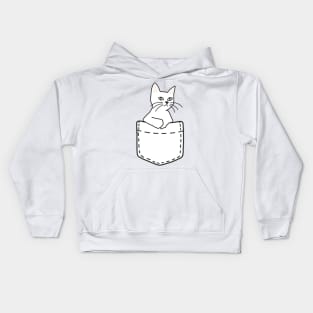 Cat In A Pocket White Kids Hoodie